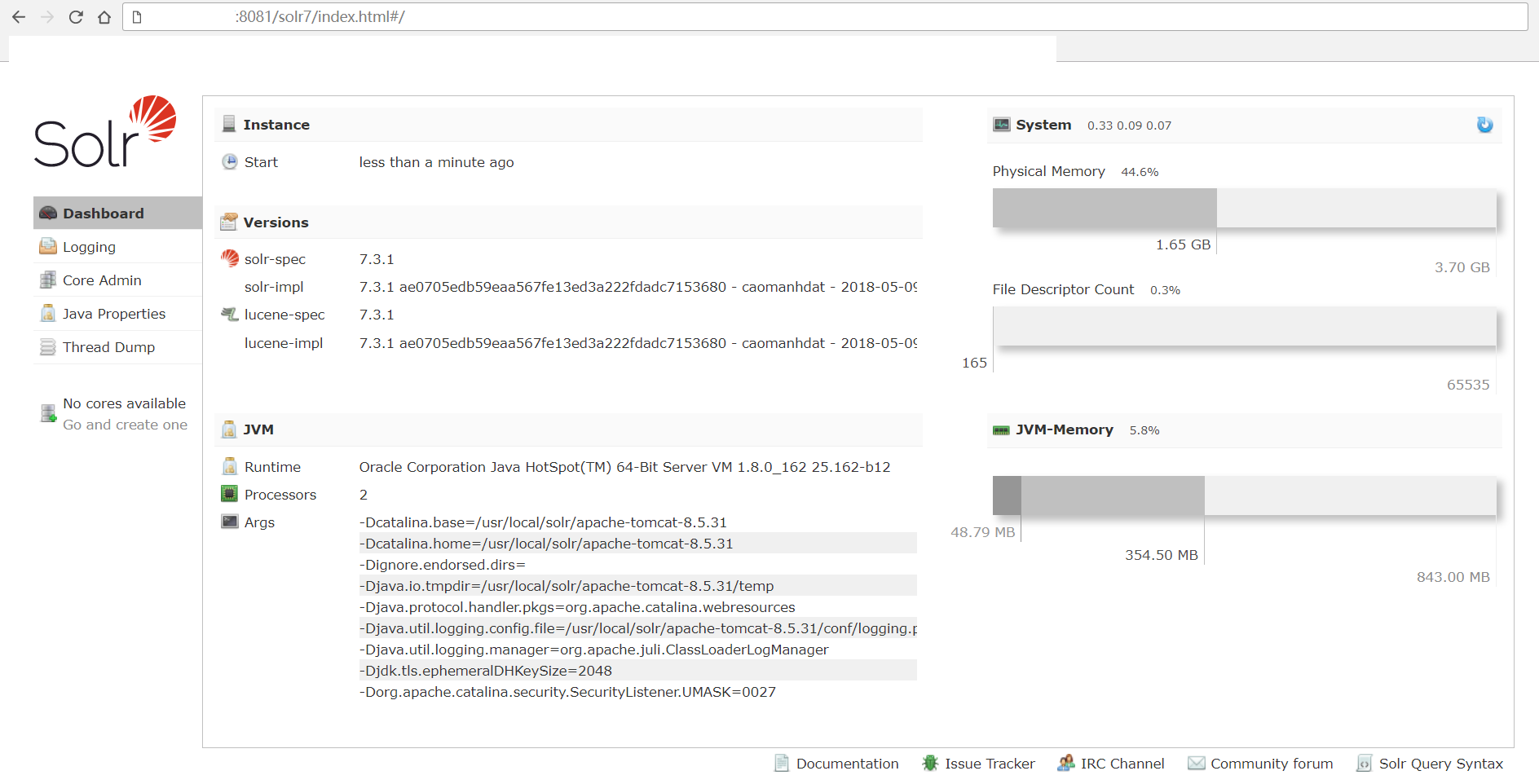 0.5solr7.3.1在CentOS7上的安装